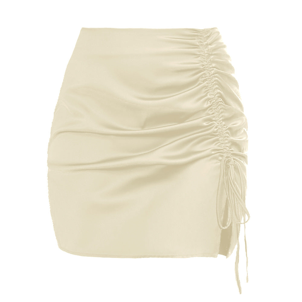 Falda plisada con cremallera de cintura alta para mujer